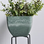 SOGA 32cm Green Grey Square Resin Plant Flower Pot in Cement Pattern Planter Cachepot for Indoor FPOTF3219