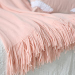 SOGA 2X Pink Acrylic Knitted Throw Blanket Solid Fringed Warm Cozy Woven Cover Couch Bed Sofa Home BLANKET915X2