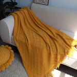 SOGA Yellow Diamond Pattern Knitted Throw Blanket Warm Cozy Woven Cover Couch Bed Sofa Home Decor BLANKET901