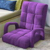 SOGA 4X Foldable Lounge Cushion Adjustable Floor Lazy Recliner Chair with Armrest Purple LOUNGEARMPURPLEX4