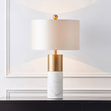 SOGA 4X 60cm White Marble Bedside Modern Desk Table Lamp Living Room Shade with Cylinder Base TABLELAMPH60X4