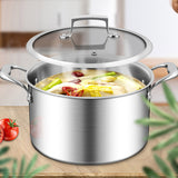 SOGA 2X 24cm Stainless Steel Soup Pot Stock Cooking Stockpot Heavy Duty Thick Bottom with Glass Lid CASSEROLETRISPE24X2