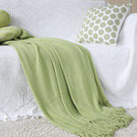 SOGA Green Acrylic Knitted Throw Blanket Solid Fringed Warm Cozy Woven Cover Couch Bed Sofa Home BLANKET913