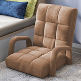 SOGA 2X Foldable Lounge Cushion Adjustable Floor Lazy Recliner Chair with Armrest Khaki LOUNGEARMKHAKIX2