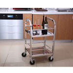 SOGA 2X 2 Tier 500x500x950 Stainless Steel Square Tube Drink Wine Food Utility Cart FOODCART1215X2