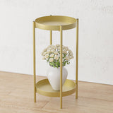 SOGA 2 Layer 80cm Gold Metal Plant Stand Flower Pot Holder Corner Shelving Rack Indoor Display FPOTH80GLD