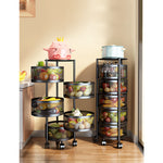 SOGA 2X 5 Tier Steel Round Rotating Kitchen Cart Multi-Functional Shelves Portable Storage Organizer KITCHENXY017X2