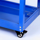 SOGA 2X 3 Tier Tool Storage Cart Portable Service Utility Heavy Duty Mobile Trolley Blue TOOLCART601X2