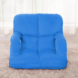 SOGA Foldable Lounge Cushion Adjustable Floor Lazy Recliner Chair with Armrest Blue LOUNGEKIDBLUE