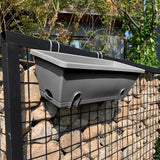 SOGA 49.5cm Gray Rectangular Planter Vegetable Herb Flower Outdoor Plastic Box with Holder Balcony PLANTBOX3H