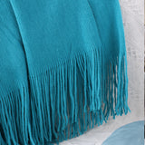 SOGA 2X Blue Acrylic Knitted Throw Blanket Solid Fringed Warm Cozy Woven Cover Couch Bed Sofa Home BLANKET910X2