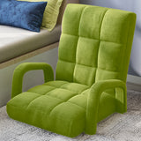 SOGA 4X Foldable Lounge Cushion Adjustable Floor Lazy Recliner Chair with Armrest Yellow Green LOUNGEARMYELLOWX4