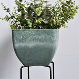 SOGA 27cm Green Grey Square Resin Plant Flower Pot in Cement Pattern Planter Cachepot for Indoor FPOTF2704