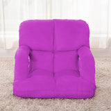 SOGA 2X Foldable Lounge Cushion Adjustable Floor Lazy Recliner Chair with Armrest Purple LOUNGEKIDPURPLEX2