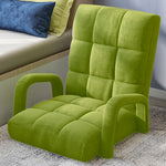 SOGA 2X Foldable Lounge Cushion Adjustable Floor Lazy Recliner Chair with Armrest Yellow Green LOUNGEARMYELLOWX2