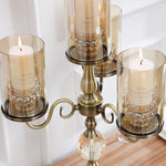 SOGA 58cm 4-Slots Glass Candlestick Candle Holder Stand Pillar Glass/Iron Metal CANDLESTICK3695