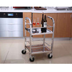 SOGA 2 Tier 500x500x950 Stainless Steel Square Tube Drink Wine Food Utility Cart FOODCART1215