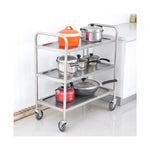 SOGA 2X 3 Tier 81x46x85cm Stainless Steel Kitchen Dinning Food Cart Trolley Utility Round Small FOODCART1102X2