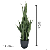 SOGA 2X 95cm Sansevieria Snake Artificial Plants with Black Plastic Planter Greenery, Home Office APLANTFH9510X2