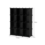 SOGA 4 Tier 12-Cube Black Portable Wardrobe Divide-Grid Modular Storage Organiser Foldable Closet WROBE1768