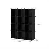 SOGA 4 Tier 12-Cube Black Portable Wardrobe Divide-Grid Modular Storage Organiser Foldable Closet WROBE1768