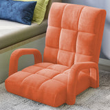 SOGA 4X Foldable Lounge Cushion Adjustable Floor Lazy Recliner Chair with Armrest Orange LOUNGEARMORANGEX4