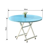 SOGA 2X Blue Dining Table Portable Round Surface Space Saving Folding Desk Home Decor TABLERD724X2