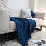 SOGA 2X Royal Blue Diamond Pattern Knitted Throw Blanket Warm Cozy Woven Cover Couch Bed Sofa Home BLANKET902X2