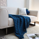 SOGA Royal Blue Diamond Pattern Knitted Throw Blanket Warm Cozy Woven Cover Couch Bed Sofa Home BLANKET902