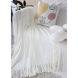 SOGA 2X White Acrylic Knitted Throw Blanket Solid Fringed Warm Cozy Woven Cover Couch Bed Sofa Home BLANKET912X2