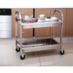 SOGA 2X 2 Tier 75x40x83cm Stainless Steel Kitchen Trolley Bowl Collect Service Food Cart Small FOODCART1203X2