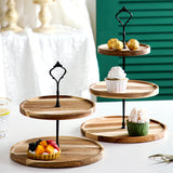 SOGA 15cm 2 Tier Brown Round Wooden Acacia Dessert Tray Cake Snacks Cupcake Stand Buffet Serving WODC237