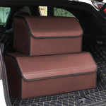 SOGA 4X Leather Car Boot Collapsible Foldable Trunk Cargo Organizer Portable Storage Box Coffee STORAGECOFMEDX4