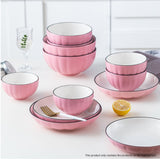 SOGA Pink Japanese Style Ceramic Dinnerware Crockery Soup Bowl Plate Server Kitchen Home Decor Set BOWLG117