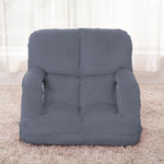 SOGA 4X Foldable Lounge Cushion Adjustable Floor Lazy Recliner Chair with Armrest Grey LOUNGEKIDGREYX4