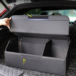 SOGA 2X Leather Car Boot Collapsible Foldable Trunk Cargo Organizer Portable Storage Box Black Large STORAGEBLKLGEX2