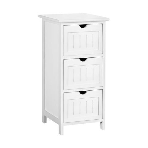 Artiss Bedside Table Bathroom Storage Cabinet 3 Drawers White ST-CAB-3D-WH