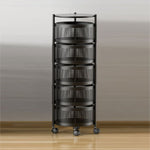 SOGA 5 Tier Steel Round Rotating Kitchen Cart Multi-Functional Shelves Portable Storage Organizer KITCHENXY017