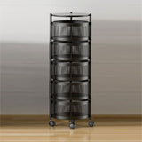 SOGA 5 Tier Steel Round Rotating Kitchen Cart Multi-Functional Shelves Portable Storage Organizer KITCHENXY017