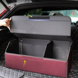 SOGA 4X Leather Car Boot Collapsible Foldable Trunk Cargo Organizer Portable Storage Box Red Medium STORAGEREDMEDX4