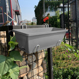 SOGA 49.5cm Gray Rectangular Planter Vegetable Herb Flower Outdoor Plastic Box with Holder Balcony PLANTBOX5H