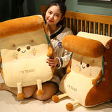 SOGA Smiley Face Toast Bread Wedge Cushion Stuffed Plush Cartoon Back Support Pillow Home Decor SCUSHION021