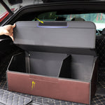 SOGA 4X Leather Car Boot Collapsible Foldable Trunk Cargo Organizer Portable Storage Box Coffee STORAGECOFLGEX4