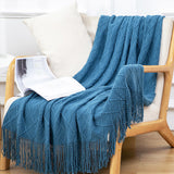 SOGA Blue Diamond Pattern Knitted Throw Blanket Warm Cozy Woven Cover Couch Bed Sofa Home Decor with BLANKET904