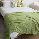 SOGA Green Acrylic Knitted Throw Blanket Solid Fringed Warm Cozy Woven Cover Couch Bed Sofa Home BLANKET913