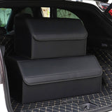SOGA Leather Car Boot Collapsible Foldable Trunk Cargo Organizer Portable Storage Box Black Large STORAGEBLKLGE