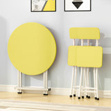 SOGA 2X Yellow Dining Table Portable Round Surface Space Saving Folding Desk Home Decor TABLERD725X2