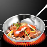 SOGA 3-Ply 38cm Stainless Steel Double Handle Wok Frying Fry Pan Skillet with Lid WOKTRIFPG38