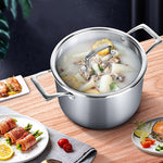 SOGA 2X 20cm Stainless Steel Soup Pot Stock Cooking Stockpot Heavy Duty Thick Bottom with Glass Lid CASSEROLETRISPE20X2