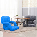 SOGA Foldable Lounge Cushion Adjustable Floor Lazy Recliner Chair with Armrest Blue LOUNGEKIDBLUE